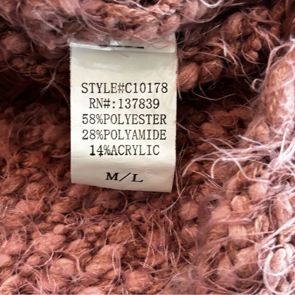 Dreamers Burgundy Mauve Eyelash Sweater Size M/L With Mock Neckline - Picture 6 of 9